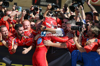 2024-10-20 - Charles Leclerc (MON) - Scuderia Ferrari - Ferrari SF-24 - Ferrari celebrating during the Race of Formula 1 Pirelli United States Grand Prix 2024, scheduled to take place at Circuit of Americas in Austin, TX (USA) Sept 18-20, 2024 - FORMULA 1 PIRELLI UNITED STATES GRAND PRIX 2024 - RACE - FORMULA 1 - MOTORS