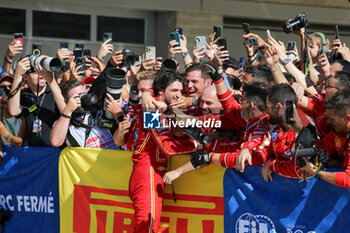 2024-10-20 - Carlos Sainz Jr. (ESP) - Scuderia Ferrari - Ferrari SF-24 - Ferrari celebrating during the Race of Formula 1 Pirelli United States Grand Prix 2024, scheduled to take place at Circuit of Americas in Austin, TX (USA) Sept 18-20, 2024 - FORMULA 1 PIRELLI UNITED STATES GRAND PRIX 2024 - RACE - FORMULA 1 - MOTORS