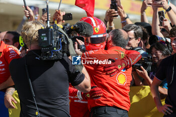 2024-10-20 - Charles Leclerc (MON) - Scuderia Ferrari - Ferrari SF-24 - Ferrari celebrating during the Race of Formula 1 Pirelli United States Grand Prix 2024, scheduled to take place at Circuit of Americas in Austin, TX (USA) Sept 18-20, 2024 - FORMULA 1 PIRELLI UNITED STATES GRAND PRIX 2024 - RACE - FORMULA 1 - MOTORS