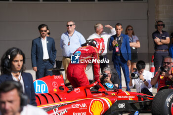 2024-10-20 - Charles Leclerc (MON) - Scuderia Ferrari - Ferrari SF-24 - Ferrari celebrating during the Race of Formula 1 Pirelli United States Grand Prix 2024, scheduled to take place at Circuit of Americas in Austin, TX (USA) Sept 18-20, 2024 - FORMULA 1 PIRELLI UNITED STATES GRAND PRIX 2024 - RACE - FORMULA 1 - MOTORS