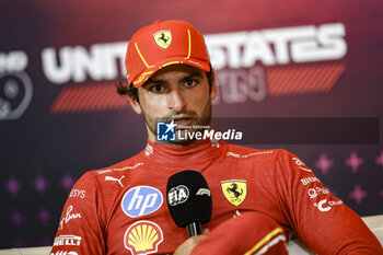 2024-10-19 - SAINZ Carlos (spa), Scuderia Ferrari SF-24, portrait, press conference during the Formula 1 Pirelli United States Grand Prix 2024, 19th round of the 2024 Formula One World Championship from October 18 to 20, 2024 on the Circuit of the Americas, in Austin, United States of America - F1 - US GRAND PRIX 2024 - FORMULA 1 - MOTORS