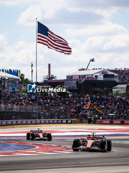 2024-10-19 - 55 SAINZ Carlos (spa), Scuderia Ferrari SF-24, action and 16 LECLERC Charles (mco), Scuderia Ferrari SF-24, action during the Formula 1 Pirelli United States Grand Prix 2024, 19th round of the 2024 Formula One World Championship from October 18 to 20, 2024 on the Circuit of the Americas, in Austin, United States of America - F1 - US GRAND PRIX 2024 - FORMULA 1 - MOTORS