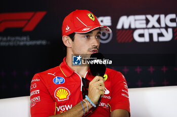 24/10/2024 - LECLERC Charles (mco), Scuderia Ferrari SF-24, portrait press conference during the Formula 1 Gran Premio de la Ciudad de Mexico 2024, 20th round of the 2024 Formula One World Championship from October 25 to 27, 2024 on the Autodromo Hermanos Rodriguez, in Mexico City, Mexico - F1 - MEXICO CITY GRAND PRIX 2024 - FORMULA 1 - MOTORI