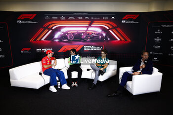 24/10/2024 - LECLERC Charles (mco), Scuderia Ferrari SF-24, portrait, ZHOU Guanyu (chi), Stake F1 Team Kick Sauber C44, portrait and DRUGOVICH Felipe (bra), Reserve Driver of Aston Martin F1 Team, portrait press conference during the Formula 1 Gran Premio de la Ciudad de Mexico 2024, 20th round of the 2024 Formula One World Championship from October 25 to 27, 2024 on the Autodromo Hermanos Rodriguez, in Mexico City, Mexico - F1 - MEXICO CITY GRAND PRIX 2024 - FORMULA 1 - MOTORI