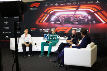 25/10/2024 - KOMATSU Ayao (jpn), Team Principal of Haas F1 team, KRACK Mike (ger), Team Principal and CEO of Aston Martin F1 Team, HORNER Christian (gbr), Team Principal of Red Bull Racing, portrait press conference during the Formula 1 Gran Premio de la Ciudad de Mexico 2024, 20th round of the 2024 Formula One World Championship from October 25 to 27, 2024 on the Autodromo Hermanos Rodriguez, in Mexico City, Mexico - F1 - MEXICO CITY GRAND PRIX 2024 - FORMULA 1 - MOTORI