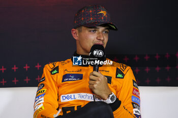 27/10/2024 - Press Conference, NORRIS Lando (gbr), McLaren F1 Team MCL38, portrait during the Formula 1 Gran Premio de la Ciudad de Mexico 2024, 20th round of the 2024 Formula One World Championship from October 25 to 27, 2024 on the Autodromo Hermanos Rodriguez, in Mexico City, Mexico - F1 - MEXICO CITY GRAND PRIX 2024 - FORMULA 1 - MOTORI