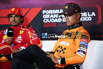 27/10/2024 - NORRIS Lando (gbr), McLaren F1 Team MCL38, portrait and SAINZ Carlos (spa), Scuderia Ferrari SF-24, portrait during the Formula 1 Gran Premio de la Ciudad de Mexico 2024, 20th round of the 2024 Formula One World Championship from October 25 to 27, 2024 on the Autodromo Hermanos Rodriguez, in Mexico City, Mexico - F1 - MEXICO CITY GRAND PRIX 2024 - FORMULA 1 - MOTORI