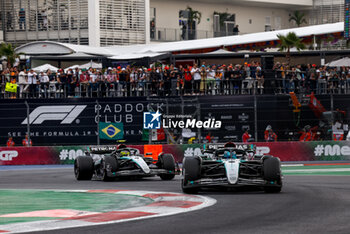 27/10/2024 - 63 RUSSELL George (gbr), Mercedes AMG F1 Team W15, action and 44 HAMILTON Lewis (gbr), Mercedes AMG F1 Team W15, action during the Formula 1 Gran Premio de la Ciudad de Mexico 2024, 20th round of the 2024 Formula One World Championship from October 25 to 27, 2024 on the Autodromo Hermanos Rodriguez, in Mexico City, Mexico - F1 - MEXICO CITY GRAND PRIX 2024 - FORMULA 1 - MOTORI