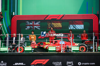 2024-10-28 - NORRIS Lando (gbr), McLaren F1 Team MCL38, portrait, LECLERC Charles (mco), Scuderia Ferrari SF-24, portrait and SAINZ Carlos (spa), Scuderia Ferrari SF-24, portrait podium celebration during the Formula 1 Gran Premio de la Ciudad de Mexico during the Formula 1 Gran Premio de la Ciudad de Mexico 2024, 20th round of the 2024 Formula One World Championship from October 25 to 27, 2024 on the Autodromo Hermanos Rodriguez, in Mexico City, Mexico - F1 - MEXICO CITY GRAND PRIX 2024 - FORMULA 1 - MOTORS