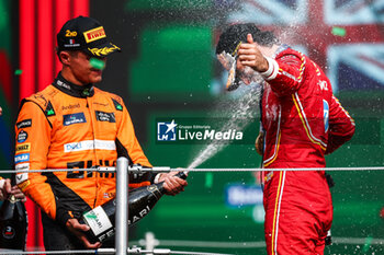 2024-10-28 - NORRIS Lando (gbr), McLaren F1 Team MCL38, portrait SAINZ Carlos (spa), Scuderia Ferrari SF-24, portrait podium celebration during the Formula 1 Gran Premio de la Ciudad de Mexico 2024, 20th round of the 2024 Formula One World Championship from October 25 to 27, 2024 on the Autodromo Hermanos Rodriguez, in Mexico City, Mexico - F1 - MEXICO CITY GRAND PRIX 2024 - FORMULA 1 - MOTORS