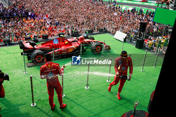 2024-10-28 - LECLERC Charles (mco), Scuderia Ferrari SF-24, portrait SAINZ Carlos (spa), Scuderia Ferrari SF-24, portrait podium celebration during the Formula 1 Gran Premio de la Ciudad de Mexico 2024, 20th round of the 2024 Formula One World Championship from October 25 to 27, 2024 on the Autodromo Hermanos Rodriguez, in Mexico City, Mexico - F1 - MEXICO CITY GRAND PRIX 2024 - FORMULA 1 - MOTORS