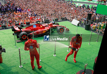 2024-10-28 - LECLERC Charles (mco), Scuderia Ferrari SF-24, portrait SAINZ Carlos (spa), Scuderia Ferrari SF-24, portrait podium celebration during the Formula 1 Gran Premio de la Ciudad de Mexico 2024, 20th round of the 2024 Formula One World Championship from October 25 to 27, 2024 on the Autodromo Hermanos Rodriguez, in Mexico City, Mexico - F1 - MEXICO CITY GRAND PRIX 2024 - FORMULA 1 - MOTORS