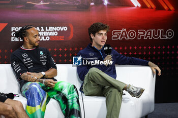 31/10/2024 - HAMILTON Lewis (gbr), Mercedes AMG F1 Team W15, portrait COLAPINTO Franco (arg), Williams Racing FW46, portrait press conference during the Formula 1 Grande Premio de Sao Paulo 2024, 21th round of the 2024 Formula One World Championship from November 1 to 3, 2024 on the Interlagos Circuit, in Sao Paulo, Brazil - F1 - SAO PAULO GRAND PRIX 2024 - FORMULA 1 - MOTORI