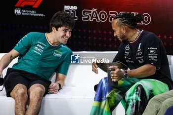 31/10/2024 - STROLL Lance (can), Aston Martin F1 Team AMR24, portrait HAMILTON Lewis (gbr), Mercedes AMG F1 Team W15, portrait press conference during the Formula 1 Grande Premio de Sao Paulo 2024, 21th round of the 2024 Formula One World Championship from November 1 to 3, 2024 on the Interlagos Circuit, in Sao Paulo, Brazil - F1 - SAO PAULO GRAND PRIX 2024 - FORMULA 1 - MOTORI