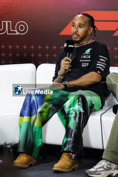 31/10/2024 - HAMILTON Lewis (gbr), Mercedes AMG F1 Team W15, portrait press conference during the Formula 1 Grande Premio de Sao Paulo 2024, 21th round of the 2024 Formula One World Championship from November 1 to 3, 2024 on the Interlagos Circuit, in Sao Paulo, Brazil - F1 - SAO PAULO GRAND PRIX 2024 - FORMULA 1 - MOTORI