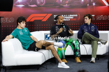 31/10/2024 - HAMILTON Lewis (gbr), Mercedes AMG F1 Team W15, portrait STROLL Lance (can), Aston Martin F1 Team AMR24, portrait COLAPINTO Franco (arg), Williams Racing FW46, portrait press conference during the Formula 1 Grande Premio de Sao Paulo 2024, 21th round of the 2024 Formula One World Championship from November 1 to 3, 2024 on the Interlagos Circuit, in Sao Paulo, Brazil - F1 - SAO PAULO GRAND PRIX 2024 - FORMULA 1 - MOTORI