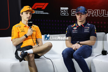 31/10/2024 - PIASTRI Oscar (aus), McLaren F1 Team MCL38, portrait VERSTAPPEN Max (ned), Red Bull Racing RB20, portrait press conference during the Formula 1 Grande Premio de Sao Paulo 2024, 21th round of the 2024 Formula One World Championship from November 1 to 3, 2024 on the Interlagos Circuit, in Sao Paulo, Brazil - F1 - SAO PAULO GRAND PRIX 2024 - FORMULA 1 - MOTORI