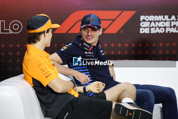 31/10/2024 - VERSTAPPEN Max (ned), Red Bull Racing RB20, portrait PIASTRI Oscar (aus), McLaren F1 Team MCL38, portrait press conference during the Formula 1 Grande Premio de Sao Paulo 2024, 21th round of the 2024 Formula One World Championship from November 1 to 3, 2024 on the Interlagos Circuit, in Sao Paulo, Brazil - F1 - SAO PAULO GRAND PRIX 2024 - FORMULA 1 - MOTORI