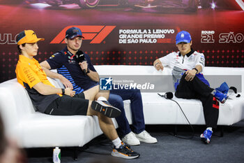 31/10/2024 - VERSTAPPEN Max (ned), Red Bull Racing RB20, portrait PIASTRI Oscar (aus), McLaren F1 Team MCL38, portrait TSUNODA Yuki (jap), Visa Cash App RB F1 Team VCARB 01, portrait press conference during the Formula 1 Grande Premio de Sao Paulo 2024, 21th round of the 2024 Formula One World Championship from November 1 to 3, 2024 on the Interlagos Circuit, in Sao Paulo, Brazil - F1 - SAO PAULO GRAND PRIX 2024 - FORMULA 1 - MOTORI