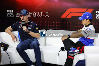 31/10/2024 - VERSTAPPEN Max (ned), Red Bull Racing RB20, portrait TSUNODA Yuki (jap), Visa Cash App RB F1 Team VCARB 01, portrait press conference during the Formula 1 Grande Premio de Sao Paulo 2024, 21th round of the 2024 Formula One World Championship from November 1 to 3, 2024 on the Interlagos Circuit, in Sao Paulo, Brazil - F1 - SAO PAULO GRAND PRIX 2024 - FORMULA 1 - MOTORI