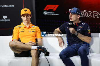 31/10/2024 - VERSTAPPEN Max (ned), Red Bull Racing RB20, portrait PIASTRI Oscar (aus), McLaren F1 Team MCL38, portrait press conference during the Formula 1 Grande Premio de Sao Paulo 2024, 21th round of the 2024 Formula One World Championship from November 1 to 3, 2024 on the Interlagos Circuit, in Sao Paulo, Brazil - F1 - SAO PAULO GRAND PRIX 2024 - FORMULA 1 - MOTORI