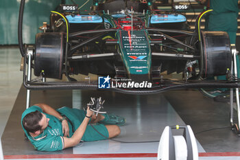 31/10/2024 - Aston Martin F1 Team AMR23, mechanical detail mechanic, mecanicien, mechanics FIA scrutineering, verifications techniques, car scanning during the Formula 1 Grande Premio de Sao Paulo 2024, 21th round of the 2024 Formula One World Championship from November 1 to 3, 2024 on the Interlagos Circuit, in Sao Paulo, Brazil - F1 - SAO PAULO GRAND PRIX 2024 - FORMULA 1 - MOTORI