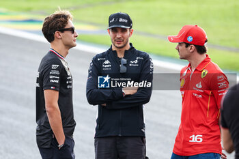 31/10/2024 - RUSSELL George (gbr), Mercedes AMG F1 Team W15, OCON Esteban (fra), Alpine F1 Team A524, LECLERC Charles (mco), Scuderia Ferrari SF-24, portrait during the Formula 1 Grande Premio de Sao Paulo 2024, 21th round of the 2024 Formula One World Championship from November 1 to 3, 2024 on the Interlagos Circuit, in Sao Paulo, Brazil - F1 - SAO PAULO GRAND PRIX 2024 - FORMULA 1 - MOTORI