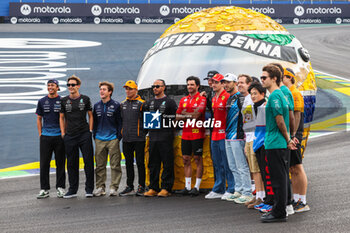 31/10/2024 - inauguration of a giant replica of Ayrton Senna helmet with Sebastian Vettel and most of the F1 Drivers during the Formula 1 Grande Premio de Sao Paulo 2024, 21th round of the 2024 Formula One World Championship from November 1 to 3, 2024 on the Interlagos Circuit, in Sao Paulo, Brazil - F1 - SAO PAULO GRAND PRIX 2024 - FORMULA 1 - MOTORI