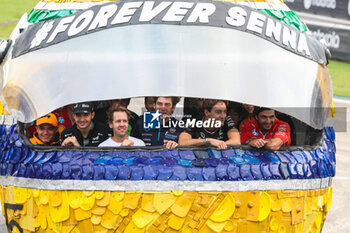 31/10/2024 - inauguration of a giant replica of Ayrton Senna helmet with Sebastian Vettel and most of the F1 Drivers during the Formula 1 Grande Premio de Sao Paulo 2024, 21th round of the 2024 Formula One World Championship from November 1 to 3, 2024 on the Interlagos Circuit, in Sao Paulo, Brazil - F1 - SAO PAULO GRAND PRIX 2024 - FORMULA 1 - MOTORI