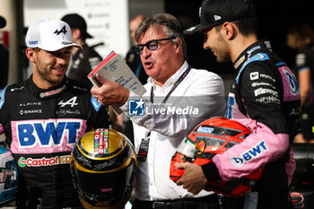 31/10/2024 - GASLY Pierre (fra), Alpine F1 Team A524, portrait OCON Esteban (fra), Alpine F1 Team A524, portrait Gaetan Vigneron journaliste et commentateur sportif belge portrait during the Formula 1 Grande Premio de Sao Paulo 2024, 21th round of the 2024 Formula One World Championship from November 1 to 3, 2024 on the Interlagos Circuit, in Sao Paulo, Brazil - F1 - SAO PAULO GRAND PRIX 2024 - FORMULA 1 - MOTORI