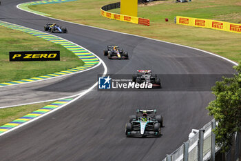 02/11/2024 - George Russell (GBR) - Mercedes-AMG PETRONAS F1 Team - Mercedes W15 - Mercedes E Performa Oliver Bearman (GBR Haas F1 Tea Sergio Perez (MEX) - Oracle Red Bull Racing - Red Bull RB20 - Honda RBPT   during Sprint Race of the Formula 1 Lenovo Grande Premio de Sao Paulo 2024, scheduled to take place at Interlagos Circuit, San Paolo, Brasil, BRA  Nov 1st-3rd, 2024 - FORMULA 1 LENOVO GRANDE PREMIO DE SAO PAULO 2024 - SPRINT RACE - FORMULA 1 - MOTORI