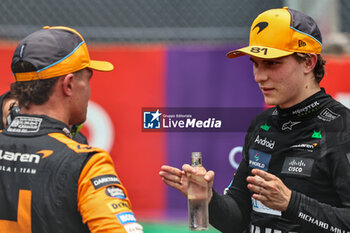 02/11/2024 - Lando Norris (GBR) -  an Oscar Piastri (AUS) - McLaren Formula 1 Team - McLaren MCL38 - Mercedes
  chatting after Sprint Race of the Formula 1 Lenovo Grande Premio de Sao Paulo 2024, scheduled to take place at Interlagos Circuit, San Paolo, Brasil, BRA  Nov 1st-3rd, 2024 - FORMULA 1 LENOVO GRANDE PREMIO DE SAO PAULO 2024 - SPRINT RACE - FORMULA 1 - MOTORI