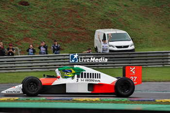 02/11/2024 - Lewis Hamilton (GBR) - exibition on Mclaren Mp4/6 1990 after the Qualify session of the Formula 1 Lenovo Grande Premio de Sao Paulo 2024, scheduled to take place at Interlagos Circuit, San Paolo, Brasil, BRA  Nov 1st-3rd, 2024 - FORMULA 1 LENOVO GRANDE PREMIO DE SAO PAULO 2024 - QUALIFYING - FORMULA 1 - MOTORI