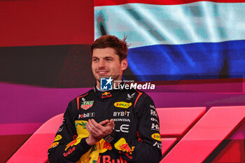 2024-11-03 - Max Verstappen (NED) - Oracle Red Bull Racing - Red Bull RB20 - Honda RBPT on the podium after the Formula 1 Lenovo Grande Premio de Sao Paulo 2024, scheduled to take place at Interlagos Circuit, San Paolo, Brasil, BRA  Nov 1st-3rd, 2024 - FORMULA 1 LENOVO GRANDE PREMIO DE SAO PAULO 2024 - RACE - FORMULA 1 - MOTORS