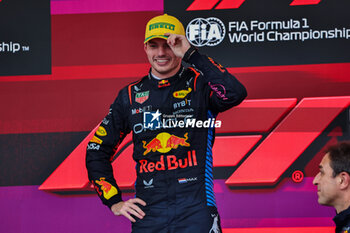 2024-11-03 - Max Verstappen (NED) - Oracle Red Bull Racing - Red Bull RB20 - Honda RBPT on the podium after the Formula 1 Lenovo Grande Premio de Sao Paulo 2024, scheduled to take place at Interlagos Circuit, San Paolo, Brasil, BRA  Nov 1st-3rd, 2024 - FORMULA 1 LENOVO GRANDE PREMIO DE SAO PAULO 2024 - RACE - FORMULA 1 - MOTORS