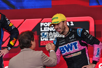 2024-11-03 - Pierre Gasly (FRA) - Alpine F1 Team - Alpine A524 - Renault on the podium after the Formula 1 Lenovo Grande Premio de Sao Paulo 2024, scheduled to take place at Interlagos Circuit, San Paolo, Brasil, BRA  Nov 1st-3rd, 2024 - FORMULA 1 LENOVO GRANDE PREMIO DE SAO PAULO 2024 - RACE - FORMULA 1 - MOTORS