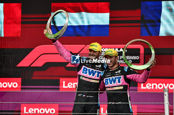 2024-11-03 - Esteban Ocon (FRA)  Pierre Gasly (FRA) - Alpine F1 Team - Alpine A524 - Renault on the podium after the Formula 1 Lenovo Grande Premio de Sao Paulo 2024, scheduled to take place at Interlagos Circuit, San Paolo, Brasil, BRA  Nov 1st-3rd, 2024 - FORMULA 1 LENOVO GRANDE PREMIO DE SAO PAULO 2024 - RACE - FORMULA 1 - MOTORS