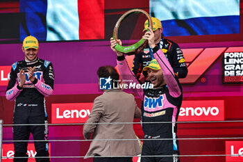 2024-11-03 - Pierre Gasly (FRA) - Alpine F1 Team - Alpine A524 - Renault on the podium after the Formula 1 Lenovo Grande Premio de Sao Paulo 2024, scheduled to take place at Interlagos Circuit, San Paolo, Brasil, BRA  Nov 1st-3rd, 2024 - FORMULA 1 LENOVO GRANDE PREMIO DE SAO PAULO 2024 - RACE - FORMULA 1 - MOTORS