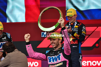 2024-11-03 - Pierre Gasly (FRA) - Alpine F1 Team - Alpine A524 - Renault on the podium after the Formula 1 Lenovo Grande Premio de Sao Paulo 2024, scheduled to take place at Interlagos Circuit, San Paolo, Brasil, BRA  Nov 1st-3rd, 2024 - FORMULA 1 LENOVO GRANDE PREMIO DE SAO PAULO 2024 - RACE - FORMULA 1 - MOTORS