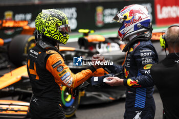 02/11/2024 - NORRIS Lando (gbr), McLaren F1 Team MCL38, VERSTAPPEN Max (ned), Red Bull Racing RB20, portrait during the Formula 1 Grande Premio de Sao Paulo 2024, 21th round of the 2024 Formula One World Championship from November 1 to 3, 2024 on the Interlagos Circuit, in Sao Paulo, Brazil - F1 - SAO PAULO GRAND PRIX 2024 - FORMULA 1 - MOTORI