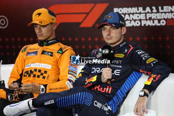 02/11/2024 - VERSTAPPEN Max (ned), Red Bull Racing RB20, portrait NORRIS Lando (gbr), McLaren F1 Team MCL38, portrait press conference during the Formula 1 Grande Premio de Sao Paulo 2024, 21th round of the 2024 Formula One World Championship from November 1 to 3, 2024 on the Interlagos Circuit, in Sao Paulo, Brazil - F1 - SAO PAULO GRAND PRIX 2024 - FORMULA 1 - MOTORI