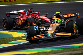 02/11/2024 - 16 LECLERC Charles (mco), Scuderia Ferrari SF-24, 04 NORRIS Lando (gbr), McLaren F1 Team MCL38, action during the Formula 1 Grande Premio de Sao Paulo 2024, 21th round of the 2024 Formula One World Championship from November 1 to 3, 2024 on the Interlagos Circuit, in Sao Paulo, Brazil - F1 - SAO PAULO GRAND PRIX 2024 - FORMULA 1 - MOTORI