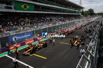 02/11/2024 - starting grid 04 NORRIS Lando (gbr), McLaren F1 Team MCL38, 81 PIASTRI Oscar (aus), McLaren F1 Team MCL38, 16 LECLERC Charles (mco), Scuderia Ferrari SF-24, during the Formula 1 Grande Premio de Sao Paulo 2024, 21th round of the 2024 Formula One World Championship from November 1 to 3, 2024 on the Interlagos Circuit, in Sao Paulo, Brazil - F1 - SAO PAULO GRAND PRIX 2024 - FORMULA 1 - MOTORI