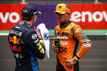 02/11/2024 - NORRIS Lando (gbr), McLaren F1 Team MCL38, portrait VERSTAPPEN Max (ned), Red Bull Racing RB20, portrait during the Formula 1 Grande Premio de Sao Paulo 2024, 21th round of the 2024 Formula One World Championship from November 1 to 3, 2024 on the Interlagos Circuit, in Sao Paulo, Brazil - F1 - SAO PAULO GRAND PRIX 2024 - FORMULA 1 - MOTORI