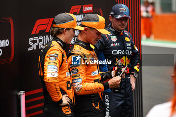 02/11/2024 - NORRIS Lando (gbr), McLaren F1 Team MCL38, portrait VERSTAPPEN Max (ned), Red Bull Racing RB20, portrait PIASTRI Oscar (aus), McLaren F1 Team MCL38, portrait during the Formula 1 Grande Premio de Sao Paulo 2024, 21th round of the 2024 Formula One World Championship from November 1 to 3, 2024 on the Interlagos Circuit, in Sao Paulo, Brazil - F1 - SAO PAULO GRAND PRIX 2024 - FORMULA 1 - MOTORI