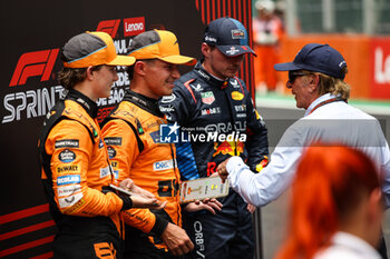 02/11/2024 - NORRIS Lando (gbr), McLaren F1 Team MCL38, portrait VERSTAPPEN Max (ned), Red Bull Racing RB20, portrait PIASTRI Oscar (aus), McLaren F1 Team MCL38, portrait Emerson Fittipaldi portrait during the Formula 1 Grande Premio de Sao Paulo 2024, 21th round of the 2024 Formula One World Championship from November 1 to 3, 2024 on the Interlagos Circuit, in Sao Paulo, Brazil - F1 - SAO PAULO GRAND PRIX 2024 - FORMULA 1 - MOTORI