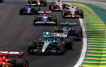 02/11/2024 - 63 RUSSELL George (gbr), Mercedes AMG F1 Team W15, action 10 GASLY Pierre (fra), Alpine F1 Team A524, action 30 LAWSON Liam (nzl), Visa Cash App RB F1 Team VCARB 01, action during the Formula 1 Grande Premio de Sao Paulo 2024, 21th round of the 2024 Formula One World Championship from November 1 to 3, 2024 on the Interlagos Circuit, in Sao Paulo, Brazil - F1 - SAO PAULO GRAND PRIX 2024 - FORMULA 1 - MOTORI