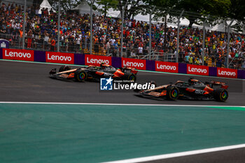 02/11/2024 - 04 NORRIS Lando (gbr), McLaren F1 Team MCL38, action 81 PIASTRI Oscar (aus), McLaren F1 Team MCL38, action during the Formula 1 Grande Premio de Sao Paulo 2024, 21th round of the 2024 Formula One World Championship from November 1 to 3, 2024 on the Interlagos Circuit, in Sao Paulo, Brazil - F1 - SAO PAULO GRAND PRIX 2024 - FORMULA 1 - MOTORI