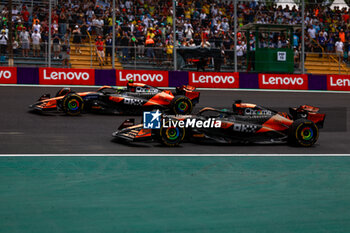 02/11/2024 - 04 NORRIS Lando (gbr), McLaren F1 Team MCL38, action 81 PIASTRI Oscar (aus), McLaren F1 Team MCL38, action during the Formula 1 Grande Premio de Sao Paulo 2024, 21th round of the 2024 Formula One World Championship from November 1 to 3, 2024 on the Interlagos Circuit, in Sao Paulo, Brazil - F1 - SAO PAULO GRAND PRIX 2024 - FORMULA 1 - MOTORI