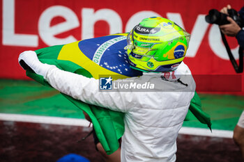 03/11/2024 - HAMILTON Lewis (gbr), after his drive in the 1990 McLaren MP4/5B of Ayrton Senna during the Formula 1 Grande Premio de Sao Paulo 2024, 21th round of the 2024 Formula One World Championship from November 1 to 3, 2024 on the Interlagos Circuit, in Sao Paulo, Brazil - F1 - SAO PAULO GRAND PRIX 2024 - FORMULA 1 - MOTORI